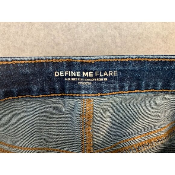 Chicos Womens Size 12 R Define Me Flare Jeans Raw Hem Blue Denim - Picture 8 of 8